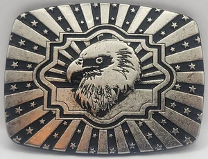 Adler Sterne Streifen Gürtelschnalle Vintage Cowboy Trucker Westernkleidung Chrom - Bild 1 von 3