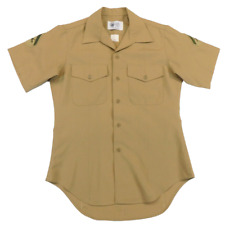 USMC Khaki Shirt 15 Quarter Short Sleeve Dress M-1 Poly/Wool US Marine Uniform