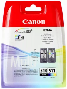 2 CARTUCCE CANON ORIGINALI PG510 + CL511  UFFICIALI CANON nero + colore - Foto 1 di 2