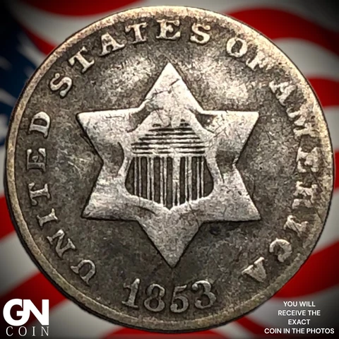 1853 3 Cent Silver Piece  Q4377 Cover