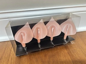 Vtg Calla Lily Napkin Rings Set Of 4 Lucite PINK Acrylic New In Pack - Picture 1 of 8