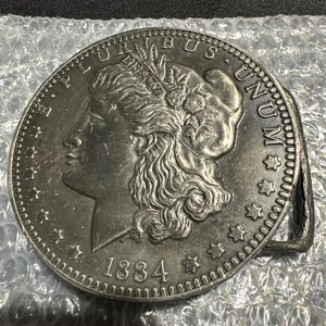 Hebilla de cinturón de dólar Morgan Buck-L-Up 1884 vintage - Imagen 1 de 3
