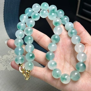 Collar Natural AAA Birmano Alto Flor Verde Hielo 14mm Cuentas Jade Jadeíta - Imagen 1 de 10