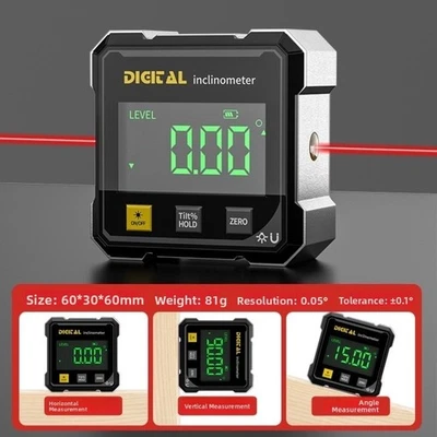 Four Sided Digital Level Protractor Inclinometer Digital Display Angle Gauge - Image 1 of 4