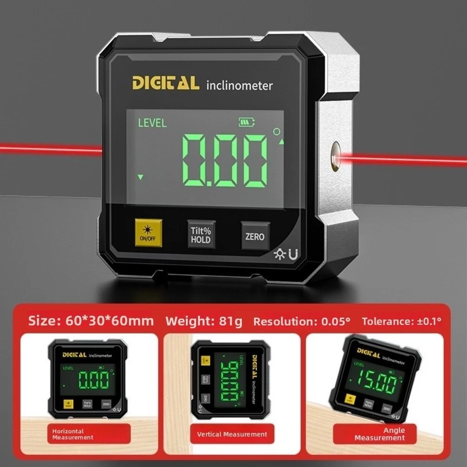 Digital Protractor Laser Level Box Magnetic Angle Finder Gauge Inclinometer LCD