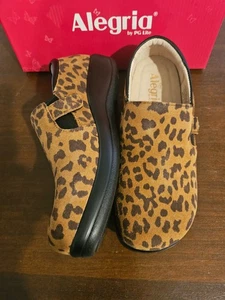 Alegria Leopard Print KAR - 402X Suede Shoes Comfort Women's Size 38 US 8-8.5 - Picture 1 of 8