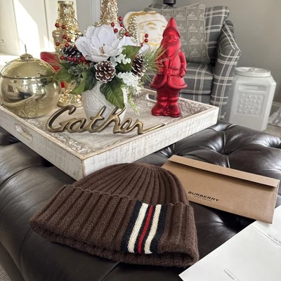 Burberry Stripe Rib Knit Wool Beanie 80186161. 100% Authentic - Image 1 of 4