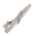Tie Clasp Sparkling Textured Silver Tone Elongated Vintage Mens Jewelry 2 3/16"