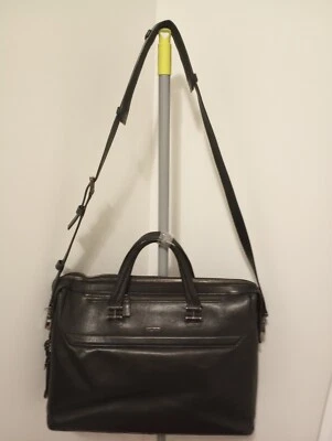 TUMI LEATHER MESSENGER LAPTOP BAG w SOULDER STRAP BLACK - Image 1 of 4