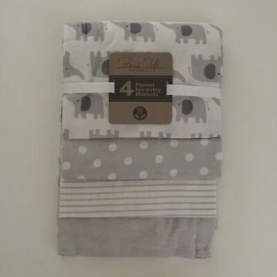 NUEVO Rene Rofe 4 Mantas Receptoras Bebé Gris 100% Algodón Recién Nacido Bebé Regalo Foto 1 de 4