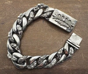 PULSERA C'est Magnifique FLEUR FANCY Talla Grande Eslabón Plata 87g, 8.25" - Imagen 1 de 8