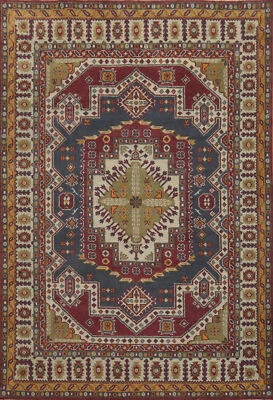 Alfombra artesanal kazaja india para sala de estar anudada a mano artesanía 9x12 pies Foto 1 de 4