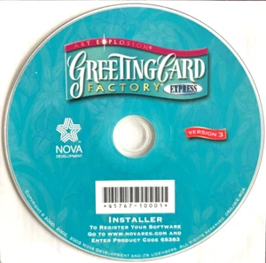 Art Explosion Greeting Card Factory Express Version 3 Installer CD-ROM, VG Cond - Picture 1 of 1