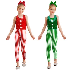 Girls Bodysuit Stage Unitard Dance Jumpsuit Christmas Festival Cosplay Leotard - Bild 1 von 27