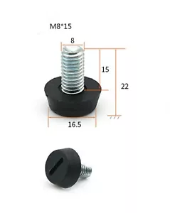 4x M8 Male Furniture Stop Wobble Screw Levelling Foot Thread Feet L15 D16.5 UK - Picture 1 of 1