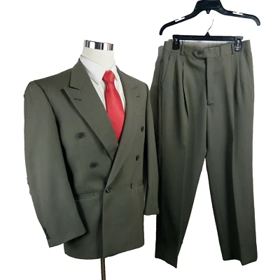 Traje Botany 500 Gladiator 41R Doble Pecho Tannish Taupe 2 piezas 30x29,5 Plisado Foto 1 de 4