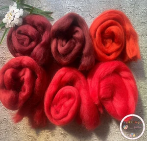 Tops de lana merino Heidifeathers® - ""Rojos deslumbrantes"" - lanas de fieltro - Imagen 1 de 12