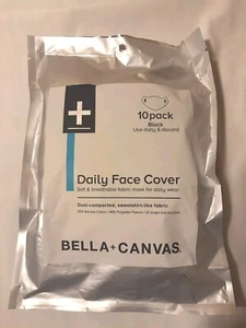 Tägliche Gesichtsbedeckung Maske Bella + Canvas 10er-Pack - schwarz, neu - Made in USA - Bild 1 von 3