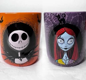 Jack & Sally Couple Mugs Nightmare Before Christmas Set Disney Orange Purple HTF - Picture 1 of 16