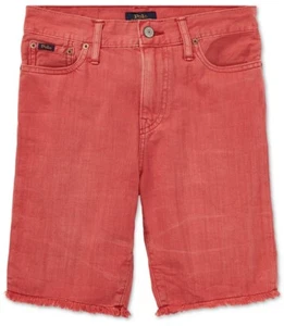 Polo Ralph Lauren Boys Sullivan Slim Fit Cut Off Raw Edge Denim Shorts Red New - Picture 1 of 2