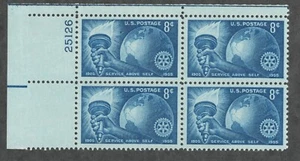 US. 1066. 8c. Antorcha, globo y emblema giratorio. Rotary INTL. 50º... PB4. MNH. 1955 - Imagen 1 de 2