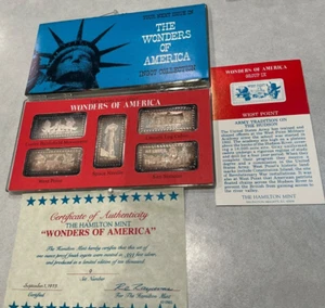 Vintage Hamilton Mint Wonders of America 1 oz .999 Fine Silver 5 Bar Set - Picture 1 of 4