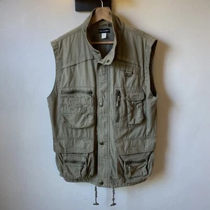 Chaleco Vintage Multi-Bolsillo Verde Oliva Cremallera Cordón XL Para Hombre - Imagen 1 de 7