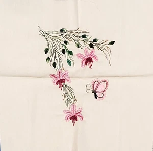 Gorgeous Completed BRAZILIAN EMBROIDERY Fuchsias & Butterfly Ed Mar 15" #1605 - Picture 1 of 2