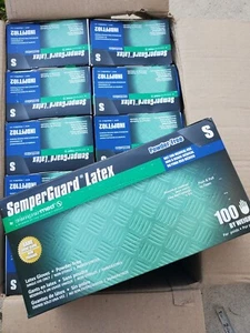 1000 Disposable Latex Gloves Powder Free (10 Boxes/100) SemperGuard 4mil Small - Picture 1 of 5