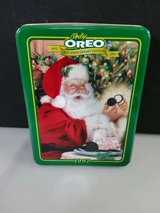 Vintage 1997 Only Oreo 85th Anniversary Christmas Metal Cookie Tin Santa Claus - Picture 1 of 4