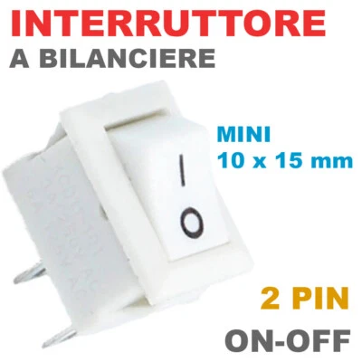 MINI INTERRUTTORE A BILANCIERE ON-OFF UNIPOLARE DA INCASSO 2 PIN 250V - 2 PEZZI - Image 1 of 3