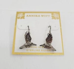 NUEVO Pendientes Annika Witt Moda Plata de Ley 925 Colibrí - Imagen 1 de 4