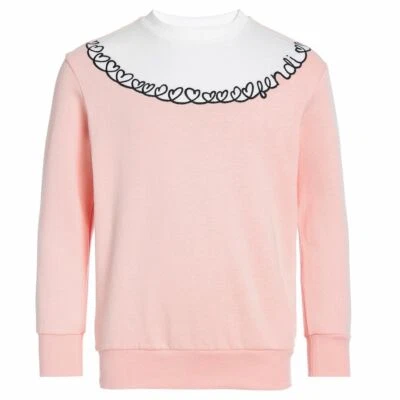 NWT NEW Fendi girls pink sweatshirt white black text heart logo 6 8Y FG 2 - Image 1 of 2