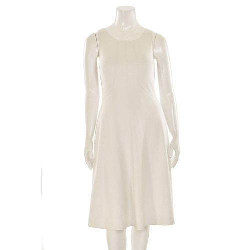 OFF WHITE Abito Armani Collezioni Fit & Svasato Lunghezza Ginocchio Maglia Crema Bianco Sfficato Tg 8