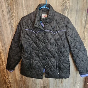 Roper Women’s Black Purple Puffer Quilted Winter Western Coat Jacket Size Large - Picture 1 of 6
