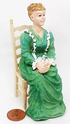 Dolls House Sitting Resin Lady in a Dress Doll Tumdee 1:12 Scale Miniature 234 - Image 1 of 4