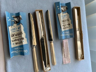 Wm A Rogers A1 Plus 1932 plateado Croydon 4 cuchillos en cajas + certificado + volante Foto 1 de 3