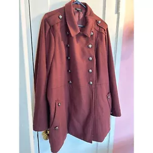 Torrid Womens Sz 5 Orange Brn Military Dbl Breasted Coat - Picture 1 of 10