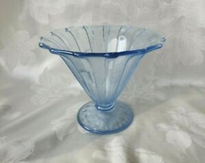 Vintage 1930's Art Deco Blue Celery Art Glass Vase By Stolzle Hermanova