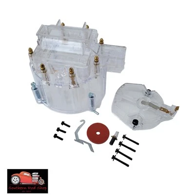 Chevy GM Clear HEI Large Distributor Cap Rotor Kit SBC BBC 305 327 350 396 454 Foto 1 de 4