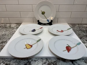 Crate & Barrel Tidbits Piatti Antipasto di Nancy Green Set di 5 Ceramiche Usato in Ottime Condizioni 6,5” - Foto 1 di 9