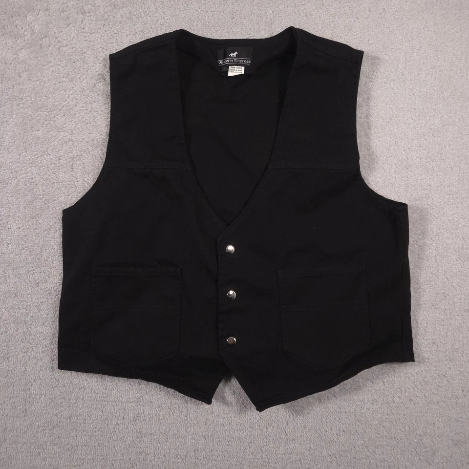 Chaleco Western Express Para Hombre Grande Negro Algodón Frente a Presión Vaquero Occidental Foto 1 de 4