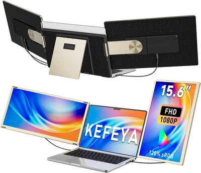 KEFEYA Laptop Screen Extender 15.6", FHD 1080P Portable Triple Monitor for Laptops