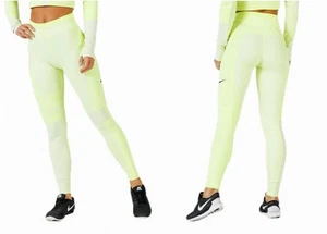 Nike Run Tech Pack Knit Leggings Sz Small $140 MSRP Neon Yellow Volt Gym Pants - Picture 1 of 8