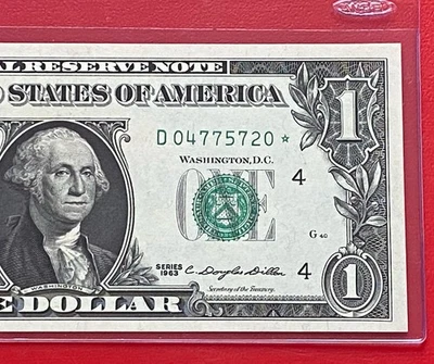 1963 STAR NOTE $1 DOLLAR BILL ( CLEVELAND D )  UNCIRCULATED - Image 1 of 3
