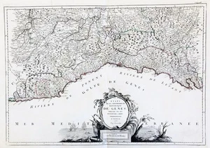 Génova Liguria Savona Chiavari Albenga Italia Italy carta mapa mapa mapa Santini 1783 - Imagen 1 de 1