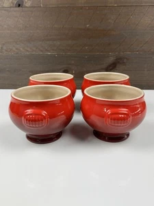 Le Creuset Heritage Stoneware 14-52 , 20-Ounce Soup Bowl Cherry Red Set Of 4 EUC - Picture 1 of 9