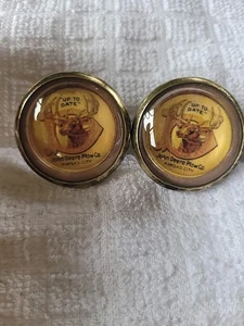 Bridle Rosette's  John Deere Plow Co Kc Mo 2 in brass and glass - Picture 1 of 7