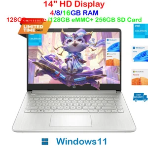 2024 HP 14"Laptop Computer,Intel Celeron N4120,UpTo 16GB RAM,384GB Storage - Picture 1 of 7