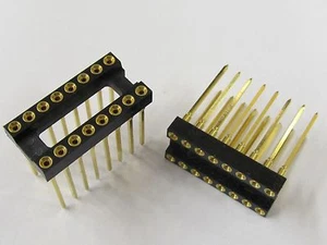 2 piezas/pcs - 16 pol Wire Wrap IC zócalo casquillo, dorado RM2,54 16 WAY - Imagen 1 de 2